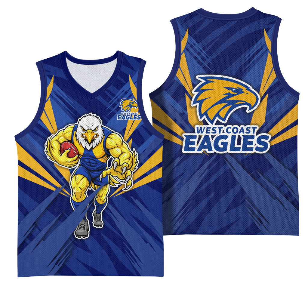 West Coast Eagles Australian Football Basketball Jersey Powerful Eagle Mascot - Bold Team Colors