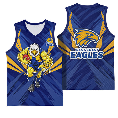 West Coast Eagles Australian Football Basketball Jersey Powerful Eagle Mascot - Bold Team Colors