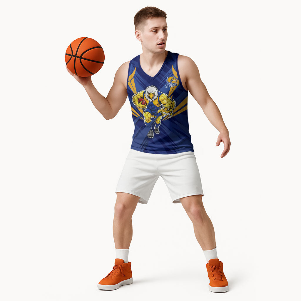 West Coast Eagles Australian Football Basketball Jersey Powerful Eagle Mascot - Bold Team Colors