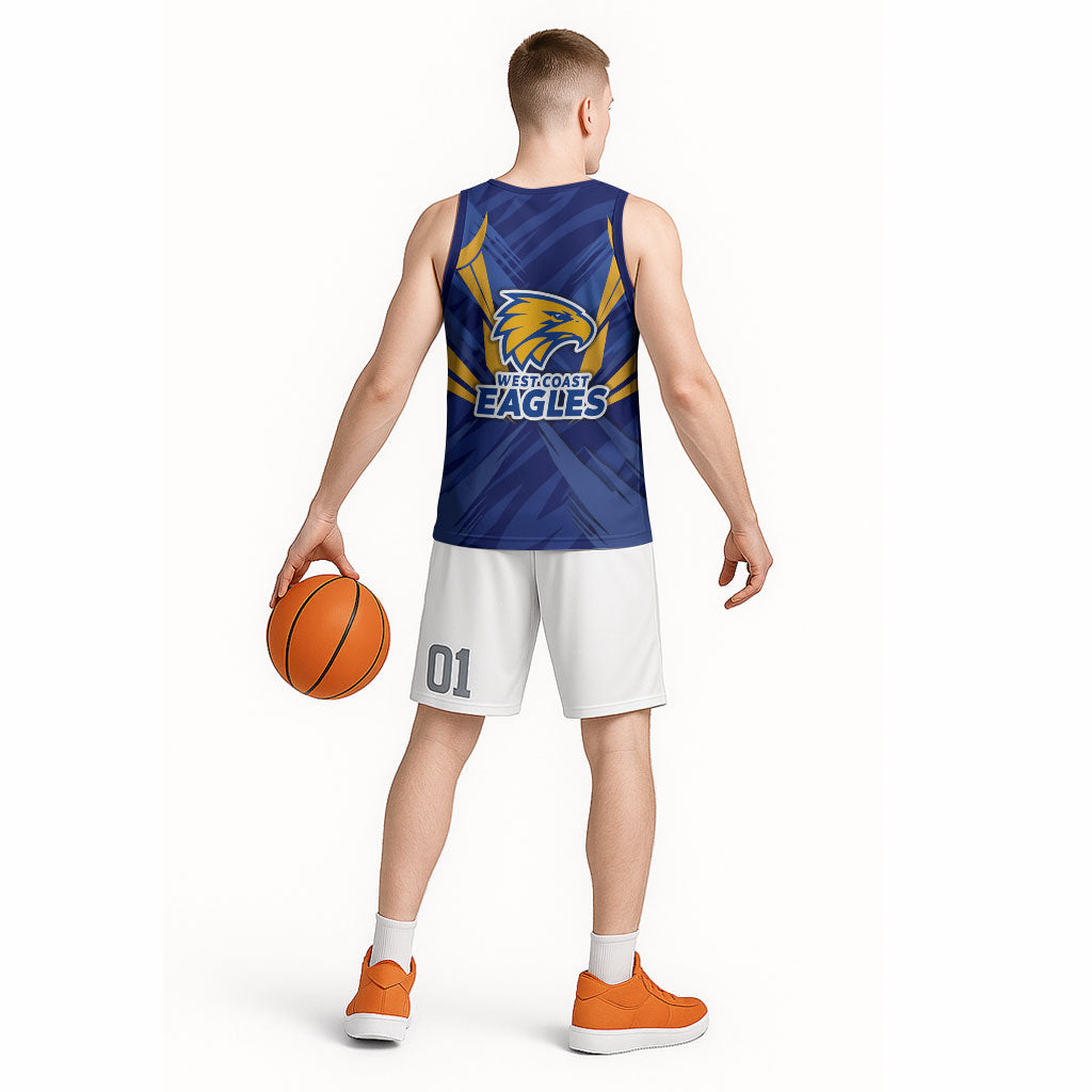 West Coast Eagles Australian Football Basketball Jersey Powerful Eagle Mascot - Bold Team Colors