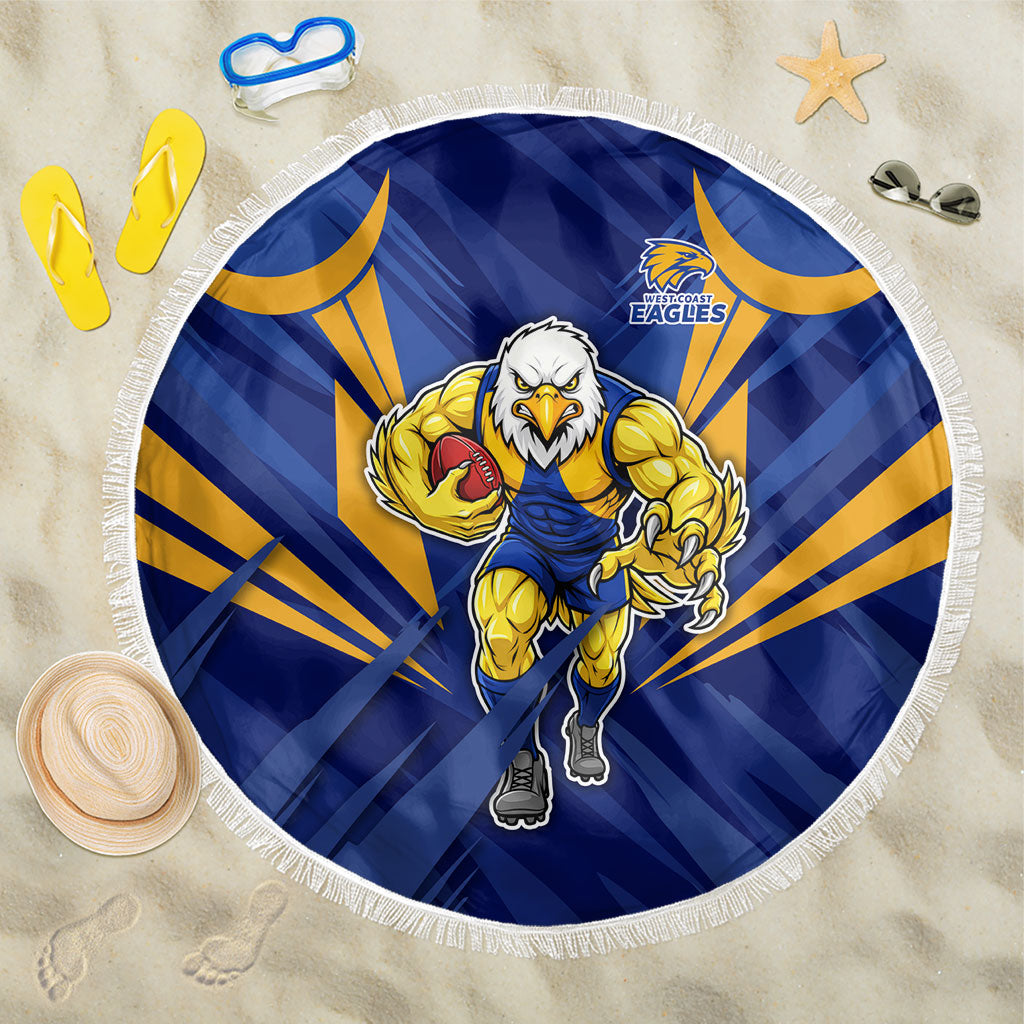 West Coast Eagles Australian Football Beach Blanket Powerful Eagle Mascot - Bold Team Colors