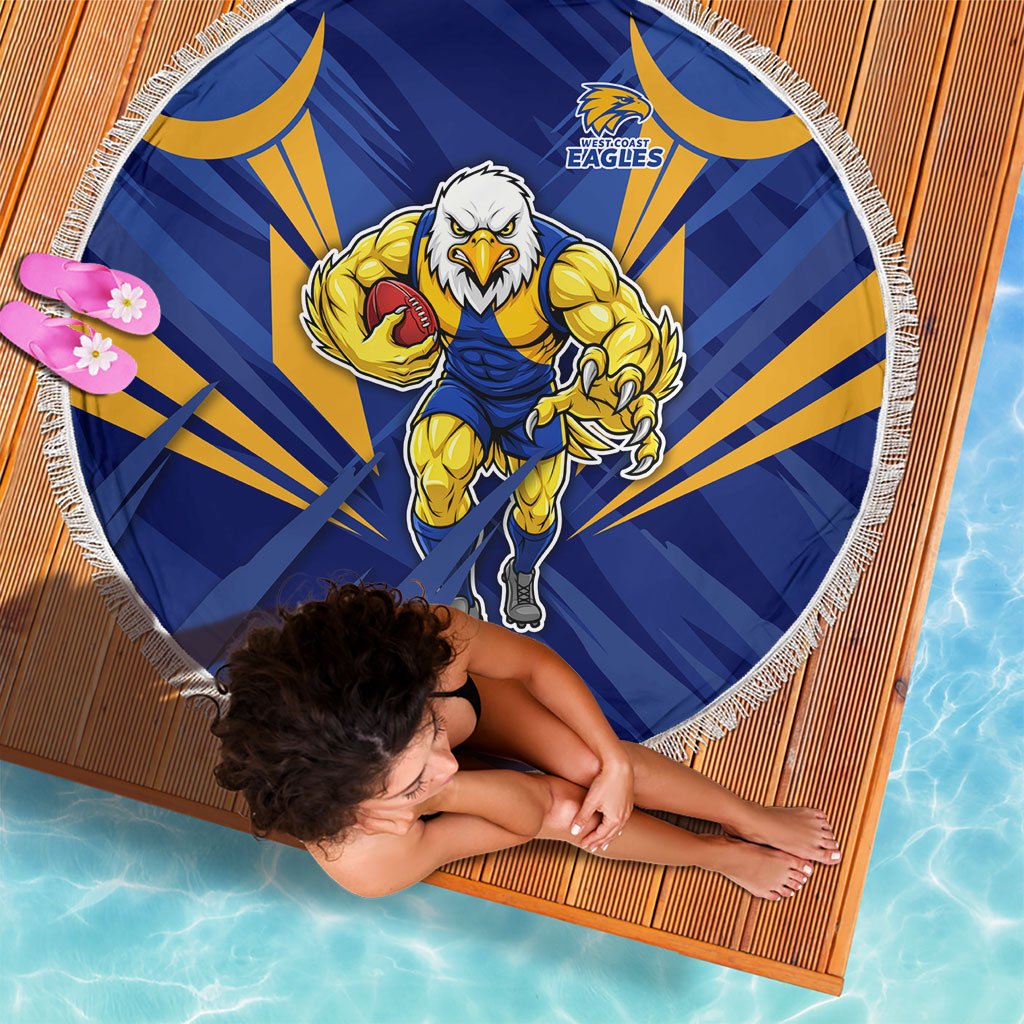 West Coast Eagles Australian Football Beach Blanket Powerful Eagle Mascot - Bold Team Colors