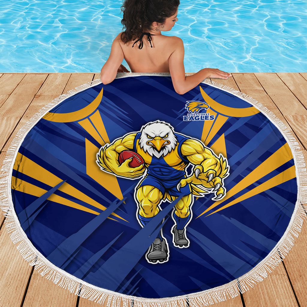 West Coast Eagles Australian Football Beach Blanket Powerful Eagle Mascot - Bold Team Colors