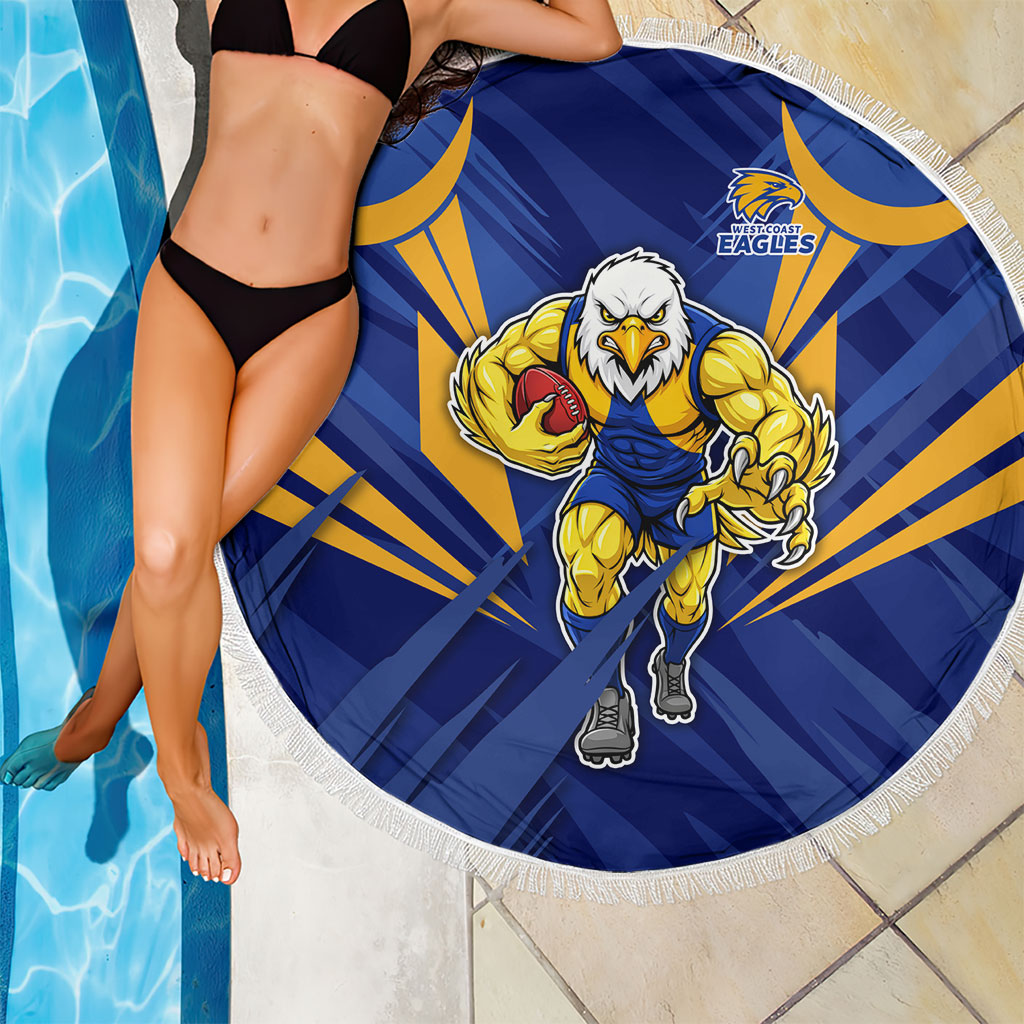 West Coast Eagles Australian Football Beach Blanket Powerful Eagle Mascot - Bold Team Colors