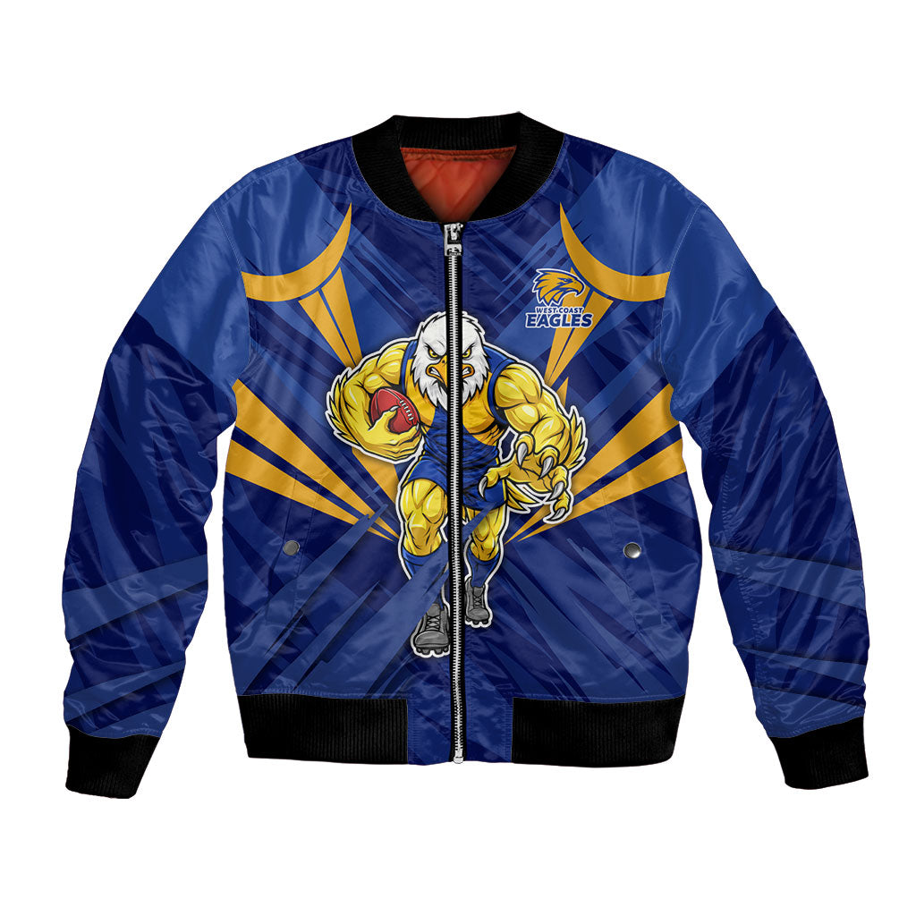 West Coast Eagles Australian Football Bomber Jacket Powerful Eagle Mascot - Bold Team Colors