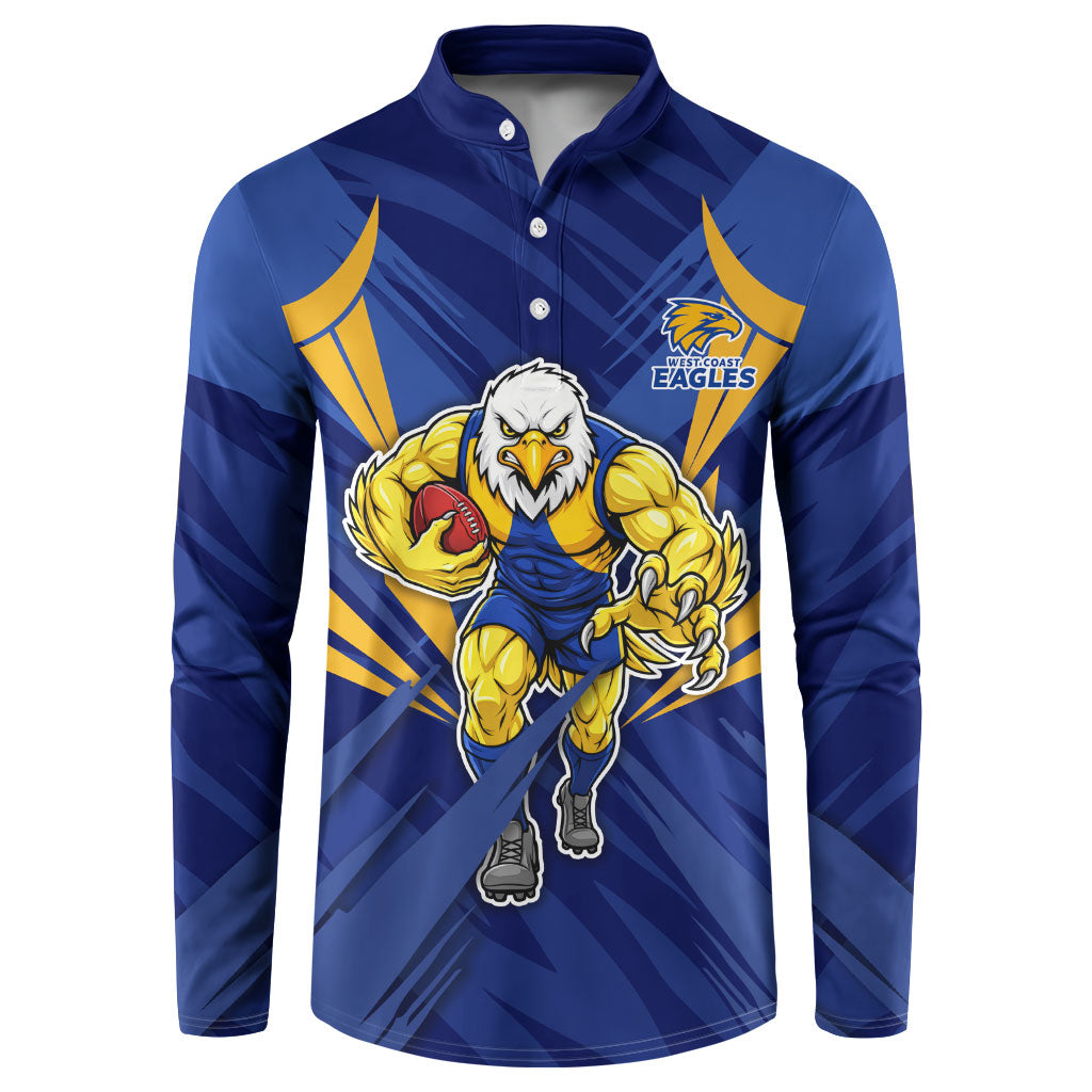West Coast Eagles Australian Football Button Sweatshirt Powerful Eagle Mascot - Bold Team Colors