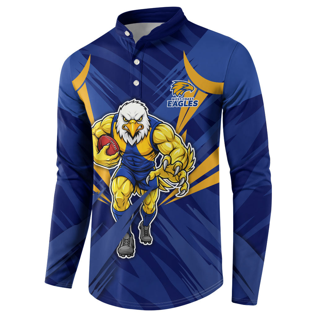 West Coast Eagles Australian Football Button Sweatshirt Powerful Eagle Mascot - Bold Team Colors