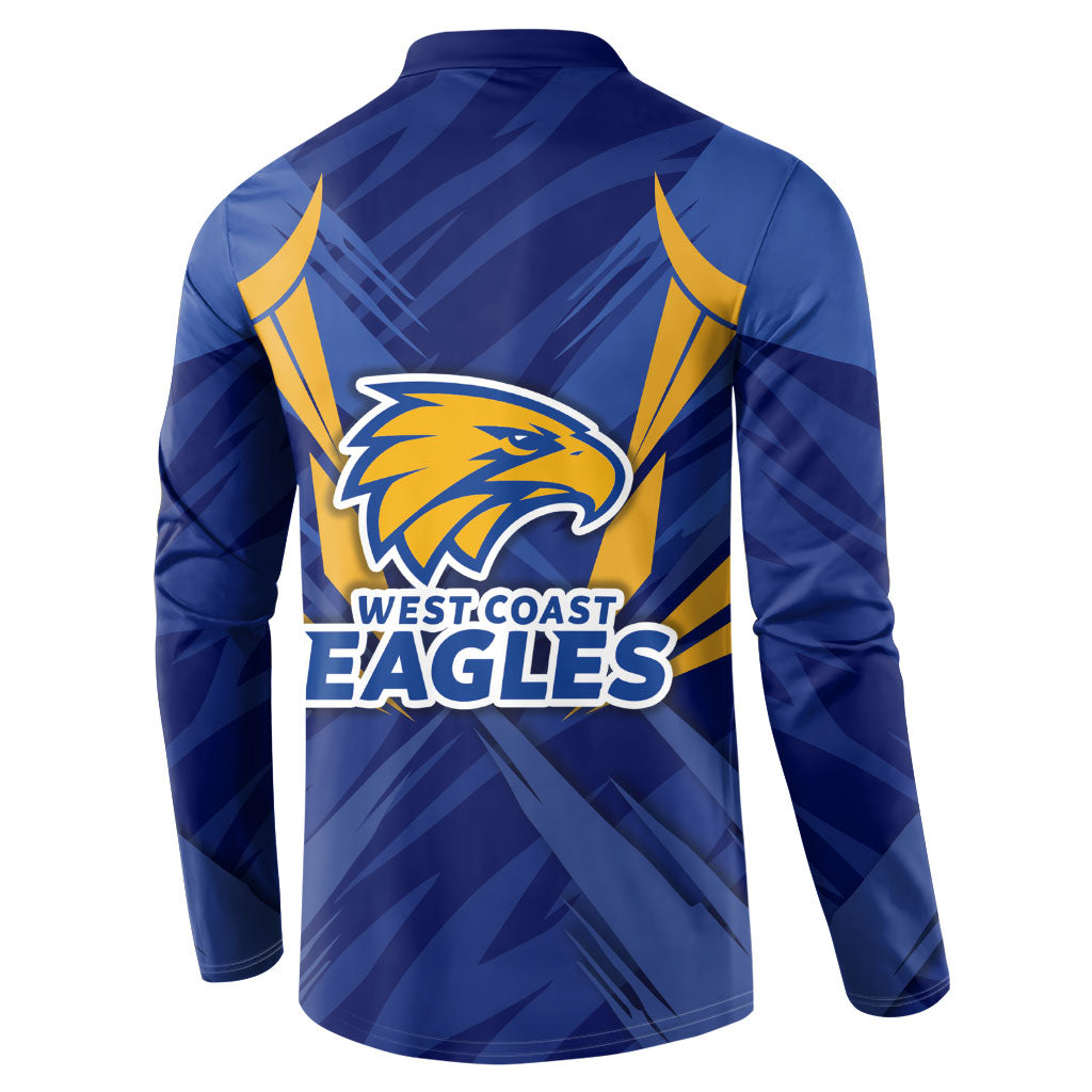 West Coast Eagles Australian Football Button Sweatshirt Powerful Eagle Mascot - Bold Team Colors