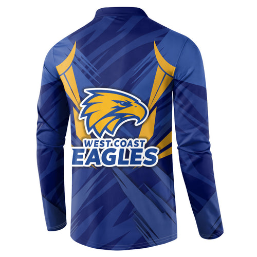 West Coast Eagles Australian Football Button Sweatshirt Powerful Eagle Mascot - Bold Team Colors
