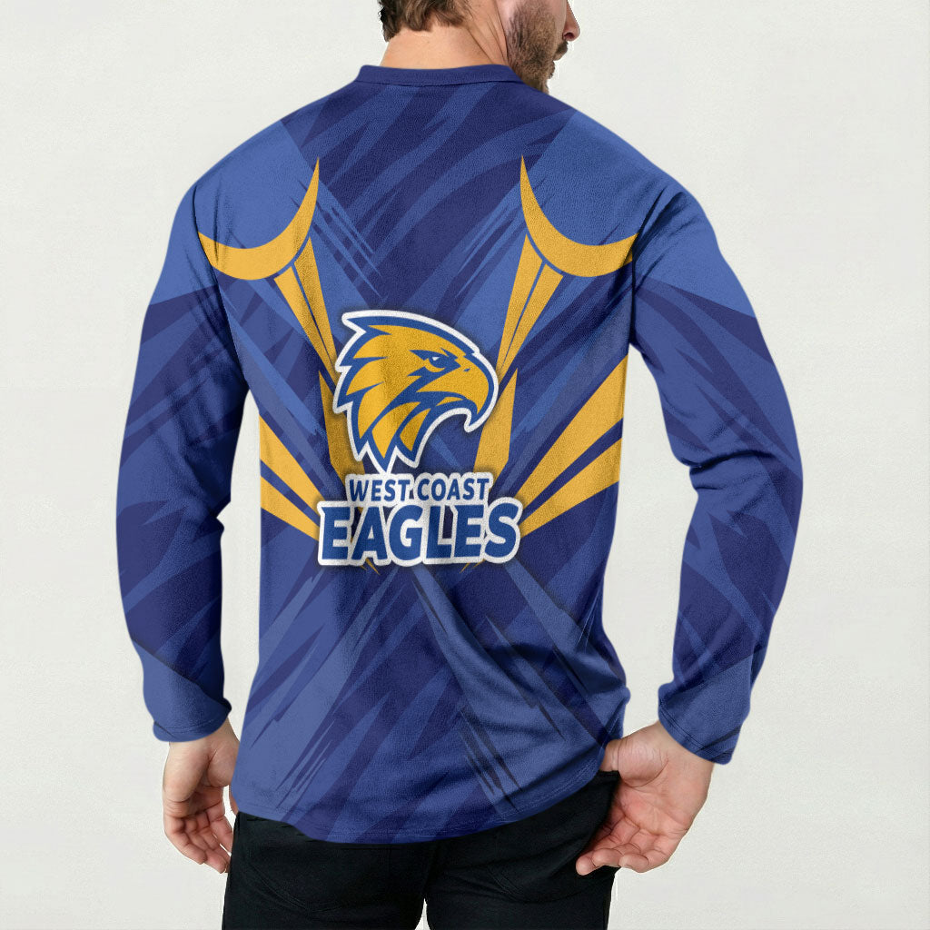 West Coast Eagles Australian Football Button Sweatshirt Powerful Eagle Mascot - Bold Team Colors