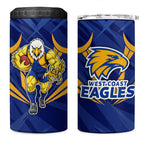 West Coast Eagles Australian Football 4 in 1 Can Cooler Tumbler Powerful Eagle Mascot - Bold Team Colors