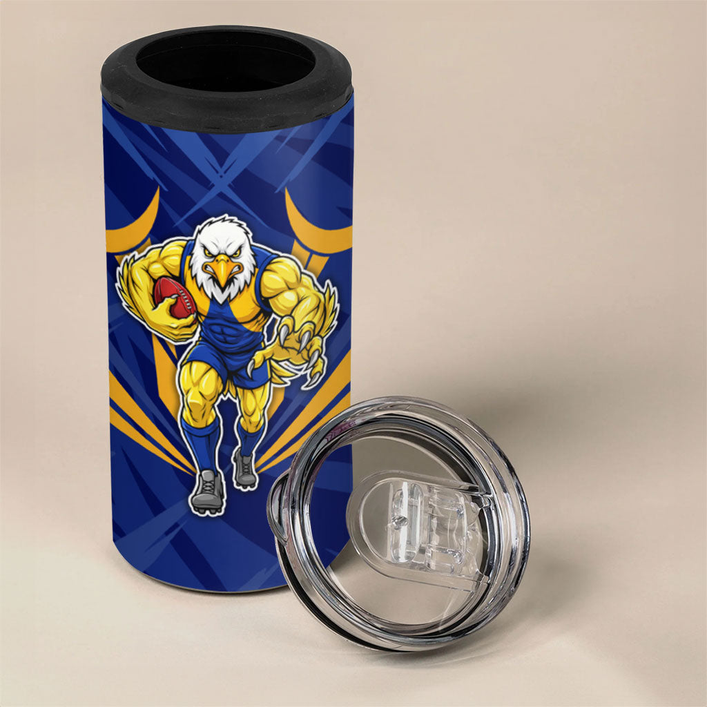 West Coast Eagles Australian Football 4 in 1 Can Cooler Tumbler Powerful Eagle Mascot - Bold Team Colors