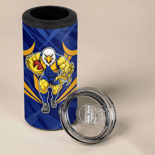 West Coast Eagles Australian Football 4 in 1 Can Cooler Tumbler Powerful Eagle Mascot - Bold Team Colors