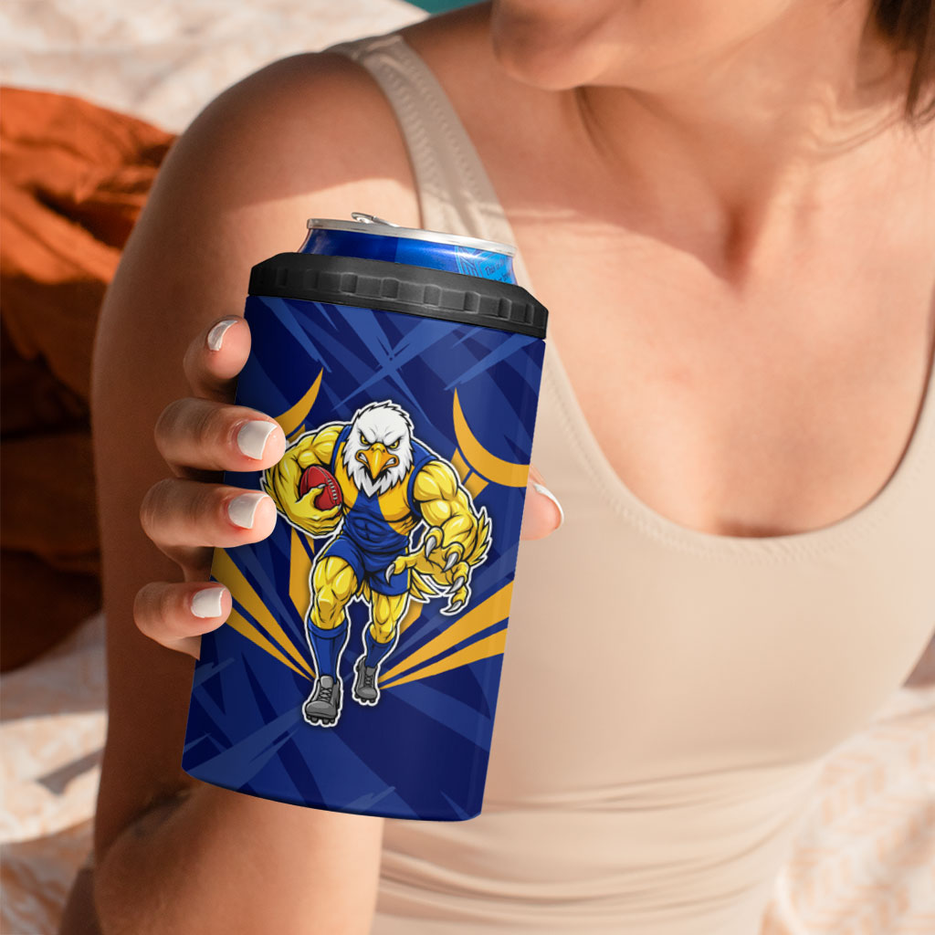West Coast Eagles Australian Football 4 in 1 Can Cooler Tumbler Powerful Eagle Mascot - Bold Team Colors