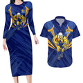 West Coast Eagles Australian Football Couples Matching Long Sleeve Bodycon Dress and Hawaiian Shirt Powerful Eagle Mascot - Bold Team Colors