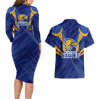 West Coast Eagles Australian Football Couples Matching Long Sleeve Bodycon Dress and Hawaiian Shirt Powerful Eagle Mascot - Bold Team Colors