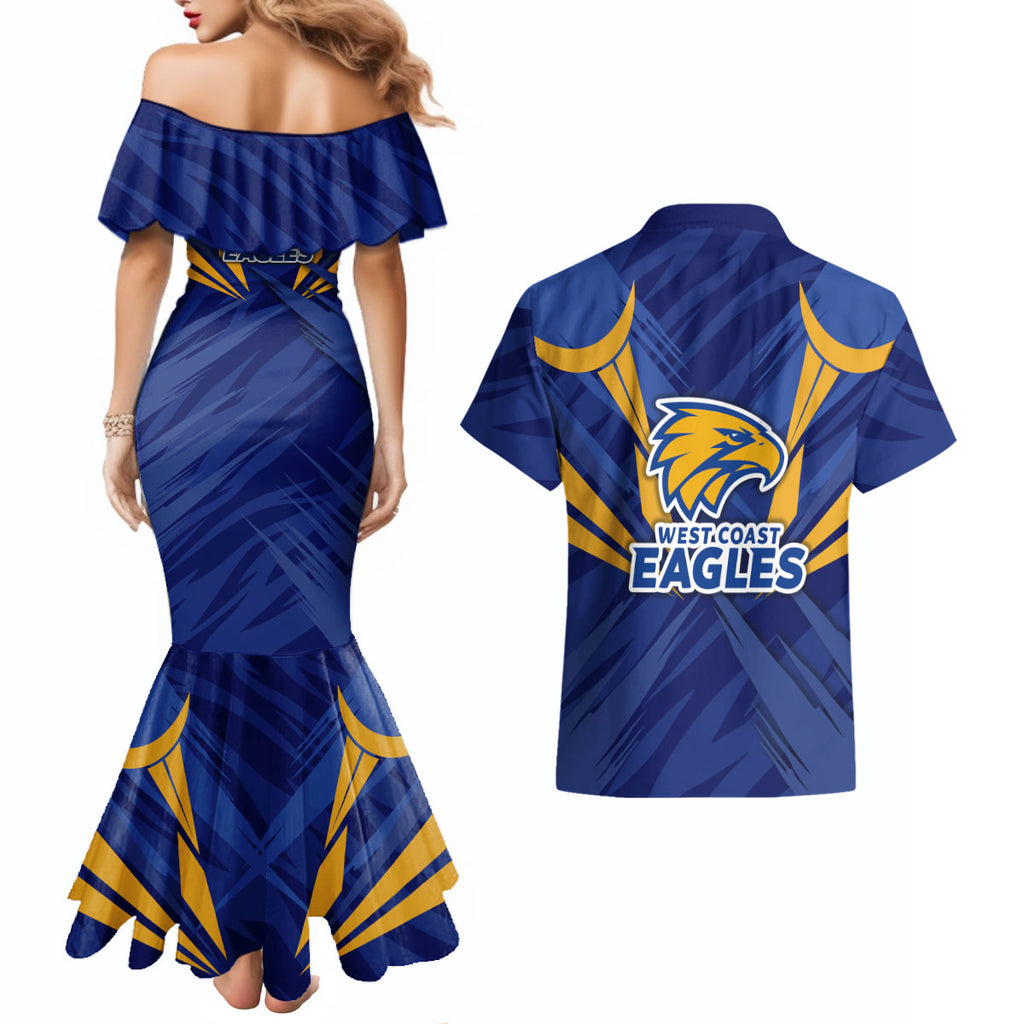 West Coast Eagles Australian Football Couples Matching Mermaid Dress and Hawaiian Shirt Powerful Eagle Mascot - Bold Team Colors
