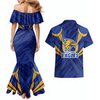 West Coast Eagles Australian Football Couples Matching Mermaid Dress and Hawaiian Shirt Powerful Eagle Mascot - Bold Team Colors