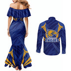 West Coast Eagles Australian Football Couples Matching Mermaid Dress and Long Sleeve Button Shirt Powerful Eagle Mascot - Bold Team Colors