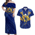 West Coast Eagles Australian Football Couples Matching Off Shoulder Maxi Dress and Hawaiian Shirt Powerful Eagle Mascot - Bold Team Colors