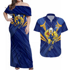 West Coast Eagles Australian Football Couples Matching Off Shoulder Maxi Dress and Hawaiian Shirt Powerful Eagle Mascot - Bold Team Colors