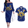 West Coast Eagles Australian Football Couples Matching Off The Shoulder Long Sleeve Dress and Hawaiian Shirt Powerful Eagle Mascot - Bold Team Colors