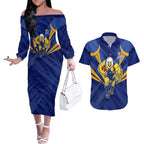 West Coast Eagles Australian Football Couples Matching Off The Shoulder Long Sleeve Dress and Hawaiian Shirt Powerful Eagle Mascot - Bold Team Colors