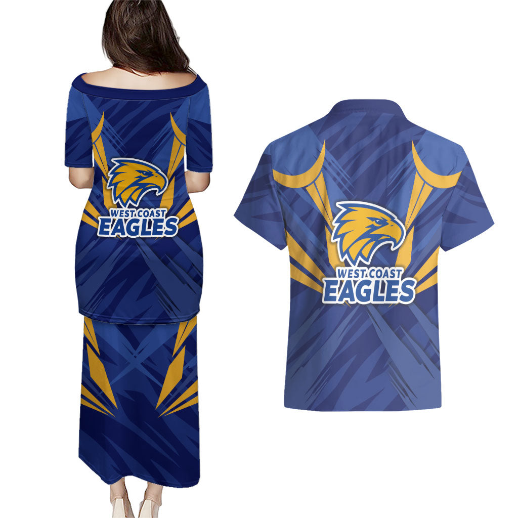 West Coast Eagles Australian Football Couples Matching Puletasi and Hawaiian Shirt Powerful Eagle Mascot - Bold Team Colors