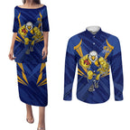 West Coast Eagles Australian Football Couples Matching Puletasi and Long Sleeve Button Shirt Powerful Eagle Mascot - Bold Team Colors