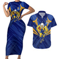 West Coast Eagles Australian Football Couples Matching Short Sleeve Bodycon Dress and Hawaiian Shirt Powerful Eagle Mascot - Bold Team Colors