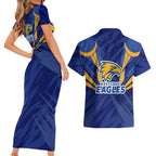West Coast Eagles Australian Football Couples Matching Short Sleeve Bodycon Dress and Hawaiian Shirt Powerful Eagle Mascot - Bold Team Colors