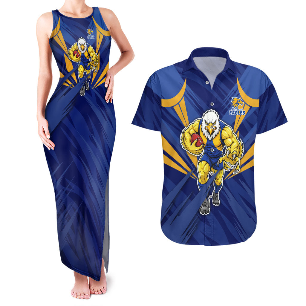 West Coast Eagles Australian Football Couples Matching Tank Maxi Dress and Hawaiian Shirt Powerful Eagle Mascot - Bold Team Colors