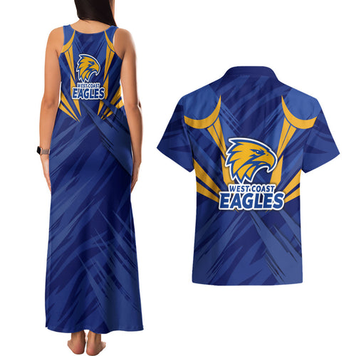 West Coast Eagles Australian Football Couples Matching Tank Maxi Dress and Hawaiian Shirt Powerful Eagle Mascot - Bold Team Colors