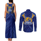 West Coast Eagles Australian Football Couples Matching Tank Maxi Dress and Long Sleeve Button Shirt Powerful Eagle Mascot - Bold Team Colors