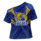 West Coast Eagles Australian Football Cross Shoulder Shirt Powerful Eagle Mascot - Bold Team Colors