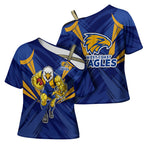 West Coast Eagles Australian Football Cross Shoulder Shirt Powerful Eagle Mascot - Bold Team Colors