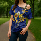 West Coast Eagles Australian Football Cross Shoulder Shirt Powerful Eagle Mascot - Bold Team Colors