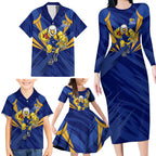 West Coast Eagles Australian Football Family Matching Long Sleeve Bodycon Dress and Hawaiian Shirt Powerful Eagle Mascot - Bold Team Colors