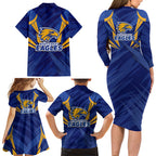 West Coast Eagles Australian Football Family Matching Long Sleeve Bodycon Dress and Hawaiian Shirt Powerful Eagle Mascot - Bold Team Colors