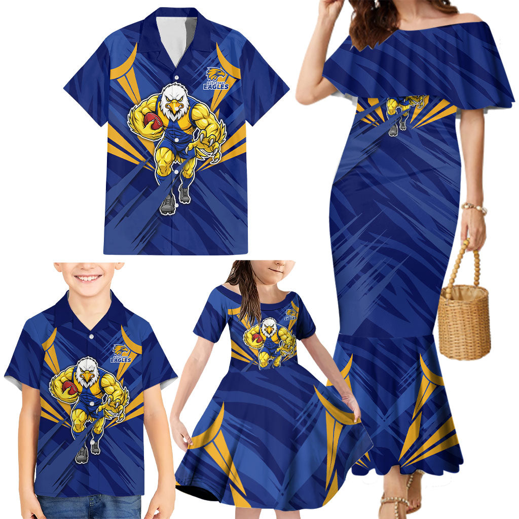 West Coast Eagles Australian Football Family Matching Mermaid Dress and Hawaiian Shirt Powerful Eagle Mascot - Bold Team Colors