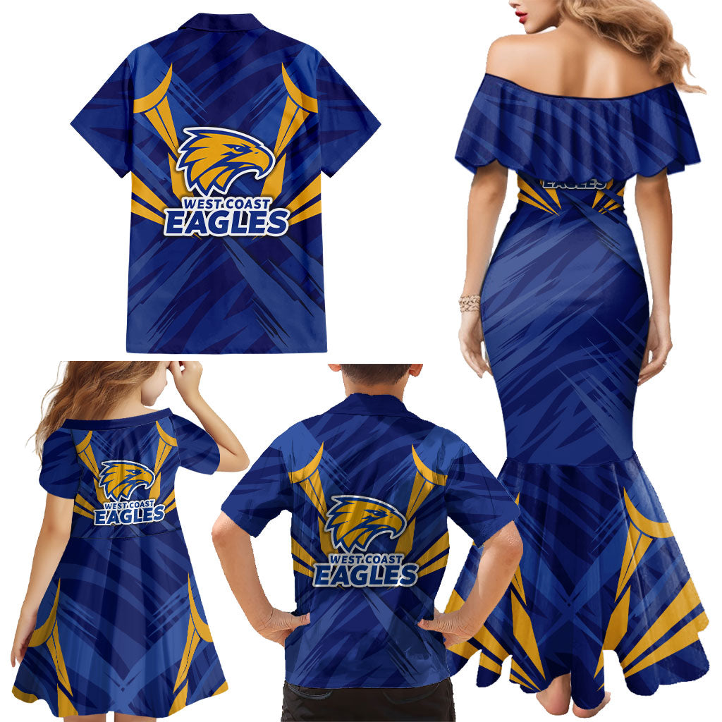 West Coast Eagles Australian Football Family Matching Mermaid Dress and Hawaiian Shirt Powerful Eagle Mascot - Bold Team Colors