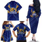 West Coast Eagles Australian Football Family Matching Off The Shoulder Long Sleeve Dress and Hawaiian Shirt Powerful Eagle Mascot - Bold Team Colors