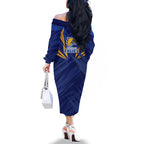 West Coast Eagles Australian Football Family Matching Off The Shoulder Long Sleeve Dress and Hawaiian Shirt Powerful Eagle Mascot - Bold Team Colors