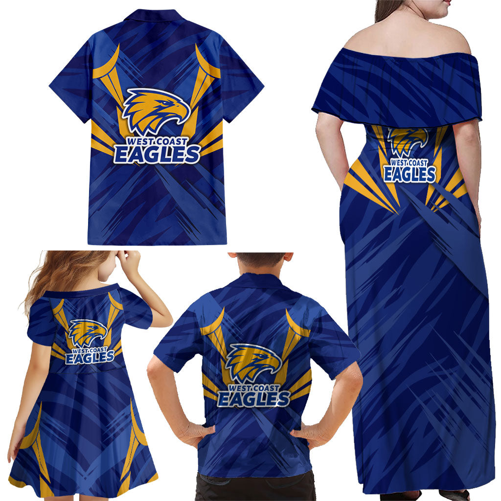 West Coast Eagles Australian Football Family Matching Off Shoulder Maxi Dress and Hawaiian Shirt Powerful Eagle Mascot - Bold Team Colors