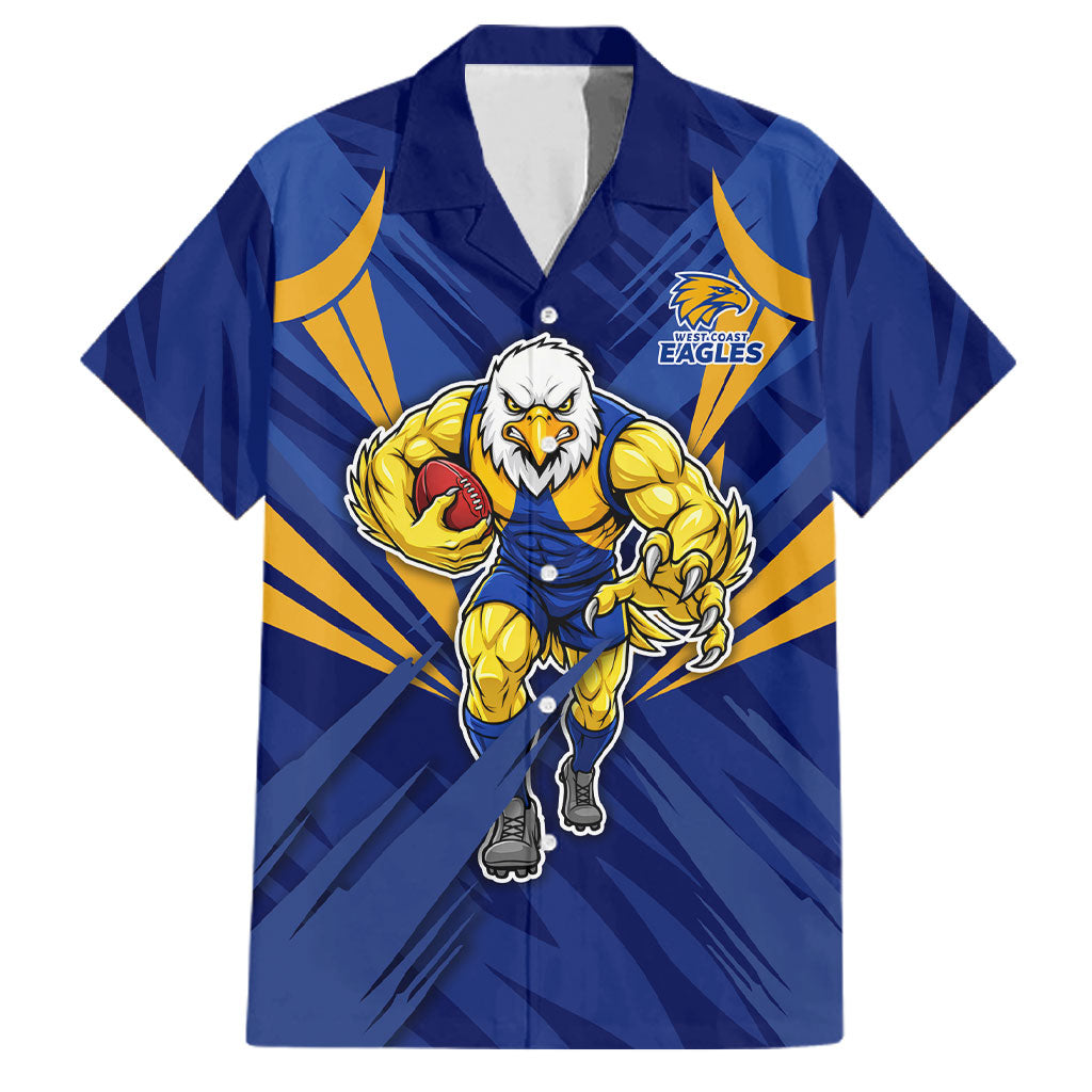 West Coast Eagles Australian Football Family Matching Off Shoulder Maxi Dress and Hawaiian Shirt Powerful Eagle Mascot - Bold Team Colors