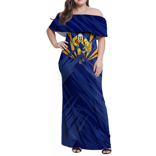 West Coast Eagles Australian Football Family Matching Off Shoulder Maxi Dress and Hawaiian Shirt Powerful Eagle Mascot - Bold Team Colors