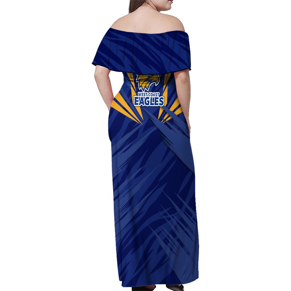 West Coast Eagles Australian Football Family Matching Off Shoulder Maxi Dress and Hawaiian Shirt Powerful Eagle Mascot - Bold Team Colors