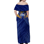 West Coast Eagles Australian Football Family Matching Off Shoulder Maxi Dress and Hawaiian Shirt Powerful Eagle Mascot - Bold Team Colors