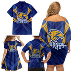 West Coast Eagles Australian Football Family Matching Off Shoulder Short Dress and Hawaiian Shirt Powerful Eagle Mascot - Bold Team Colors