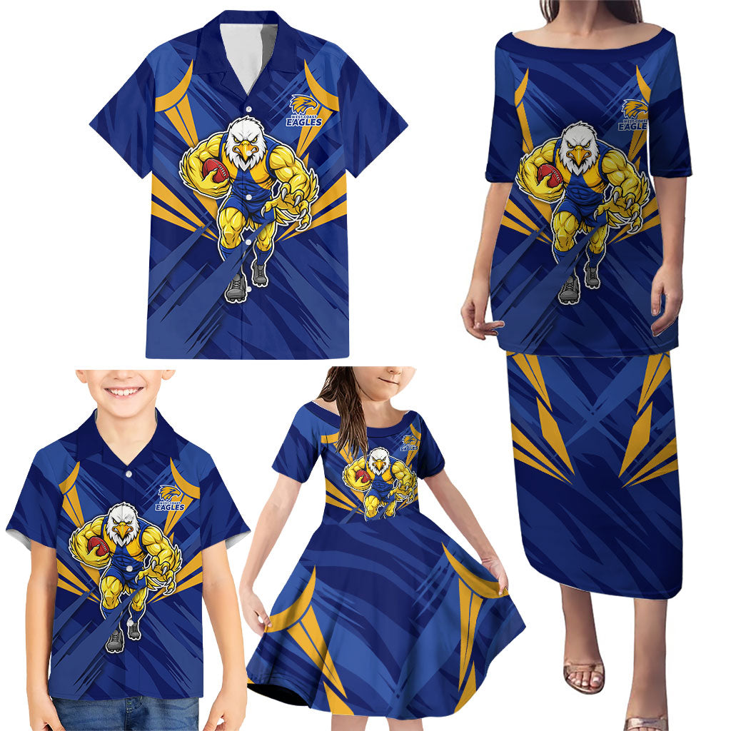 West Coast Eagles Australian Football Family Matching Puletasi and Hawaiian Shirt Powerful Eagle Mascot - Bold Team Colors
